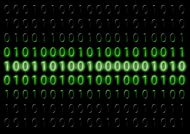 Binary code displayed on a computer screen