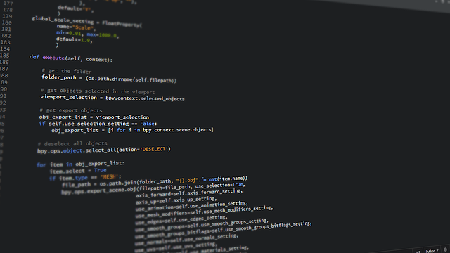 Code displayed on a screen